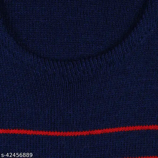 Boys Red Acrylic Sleeveless Striped Sweater Pack (3 pieces), cozy & breathable for kids winter wear, made in India