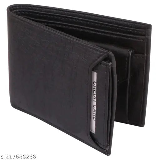 PU leather men's bifold wallet, RFID blocking, minimalist design, two cash compartments, ID window, slim and lightweight, zipped coin pocket