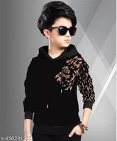 Kids boys cotton hoodie T-shirt, long sleeves with printed design, sizes 4-5 years to 15-16 years