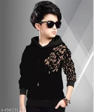 Kids boys cotton hoodie T-shirt, long sleeves with printed design, sizes 4-5 years to 15-16 years