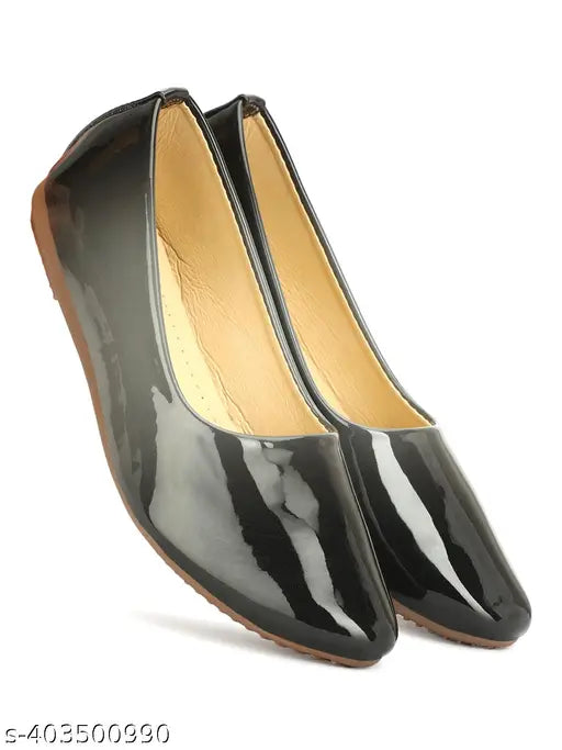 PU colorblocked ballerinas, trendy patent dual-shade slip-ons by Rimezs, India origin