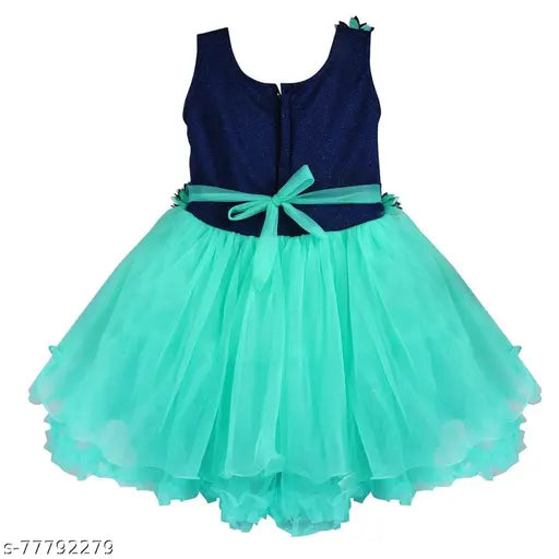 Girls solid satin net frock, sleeveless, regular fit - Indian-made, versatile for special occasions