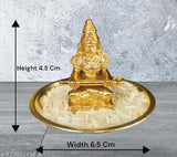 Golden finish copper Mata Annapurna devi idol for home temples, intricately designed Indian god statue on altar
