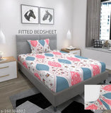 Soft glace cotton feel, elastic fitted single bedsheet with matching pillow cover, ideal for summer