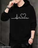 Cotton blend men's hoodie, printed with heartfelt design, long sleeves, available in S-XXL