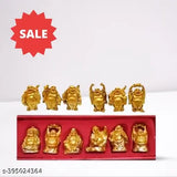 Stainless steel laughing Buddha figurine set with 6 different poses, brings prosperity and good luck for home or office decor