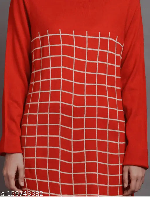 Woolen printed kurti, stylish long-sleeve wollen design, Indian handloom fashion