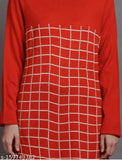 Woolen printed kurti, stylish long-sleeve wollen design, Indian handloom fashion