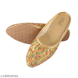 Goldan Kashida Bellies: printed canvas ankle loop ballerina flats, Indian sizes IND-4 to IND-9 origin