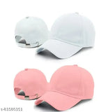 Stylish cotton men's baseball caps, solid pattern, 2-piece unisex set from India