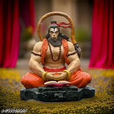 Multi-colored hand-painted Hanuman ji dashboard statue, Indian temple art for automotive decor