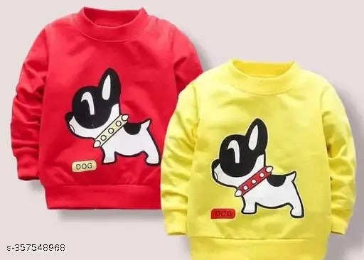 Diacha Kids winter sweatshirt boys, cotton long sleeves with printed dog pattern. Breathable, kids clothing, best fitting for sizes 3-4yrs to 6-7yrs. Made in India
