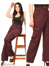 Kick Frick women's high-rise stretchable cotton blend cargo jeans - solid net, versatile, comfortable, durable, perfect fit, straight cut, high waistline, full-length boyfriend style, edgy functionality, made in India