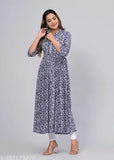 Rayon, three-quarter sleeve printed kurti top ensemble for women, new and trendy, India origin