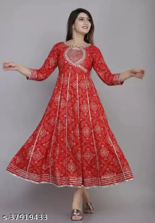 Rayon Anarkali Gown, Zari Embroidered, Indian ethnic wear for women & girls (S: 36-48in, M: 38-48in, L: 40-48in, XL: 42-48in, XXL: 44-48in, XXXL: 46-48in)
