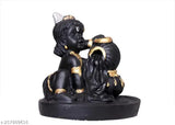 Multicolor poly resin Krishna idol incense holder with backflow cones, showcases Laddu Gopal and smokey waterfall effect