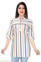 Cotton printed three-quarter sleeve top by GMK Fashions, vibrant pattern for women's S, L, XL, XXL, XXXL sizes. Made in India