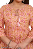 Beige rayon maxi dress, fashionable three-quarter sleeve gown with printed net pattern. Perfect for weddings & parties in current trends