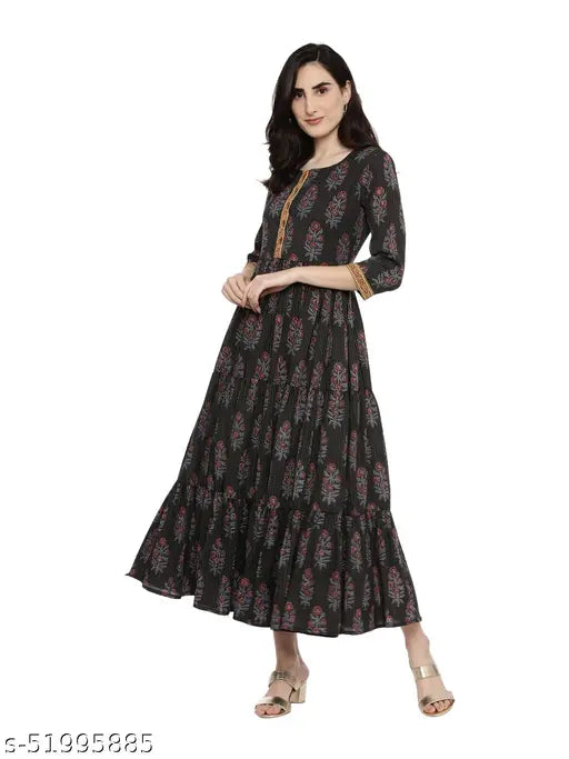 Cotton Aagyeyi Sensational Kurtis, printed combo, three-quarter sleeves, L (Bust Size: 38 in, Size Length: 44 in), India