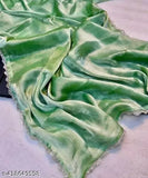 Handmade blue silk saree fabric with lace border and diamond work, embellished blouse in soft silk