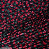 Floral Rayon Maxi Skirt with Pleats and Elastic Waist - Chic Black Style for Women's Western Fashion