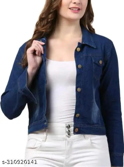 Trendy dyed/washed denim jacket for girls kids, long sleeves, stylish and comfortable for versatile outfits. Sizes: 10-16 years (India origin)