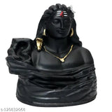 Brown poly resin Adiyogi smoke fountain with 10 cones, Indian Shiva decor item for Pooja or home decor