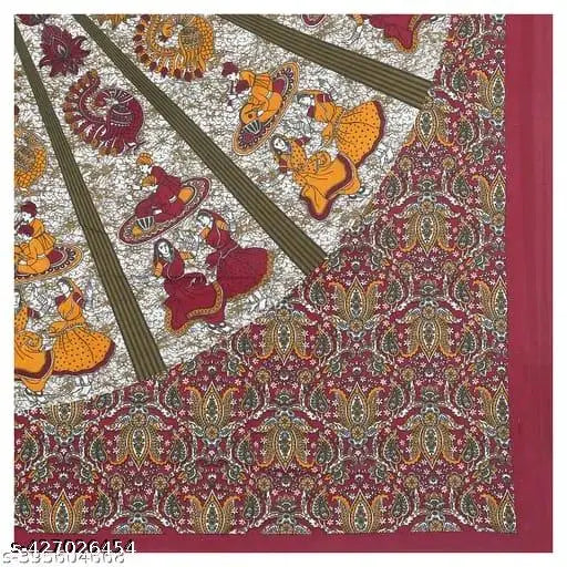 Comfortable cotton Jaipuri hand-printed flat sheets with 2 matching pillow covers, ideal for summer. Vibrant and traditional designs add a touch of luxury to any bedroom