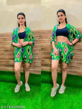 Georgette set, funky shirt and shorts, imported Indian fashion, not including inner top