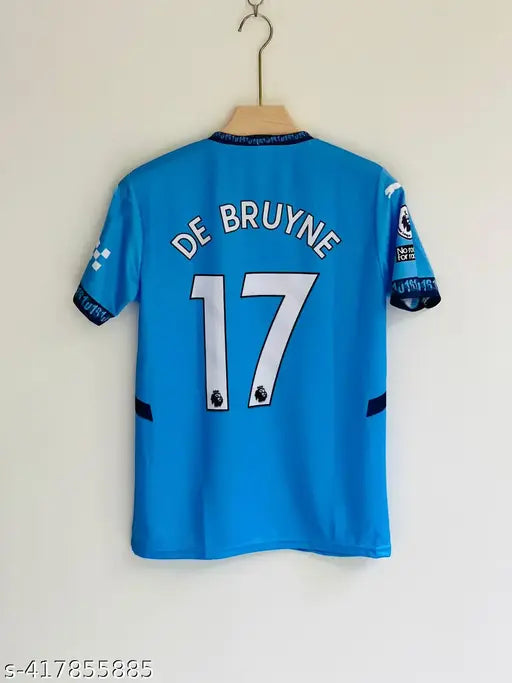 Manchester City Home Jersey 2024/25, polycotton, short sleeves, Debruyne print on front, men's size L (30-inch chest, 28-inch length)