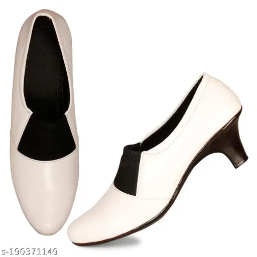 Synthetic leather slip-on heels for women and girls - trendy party & casual footwear, India origin