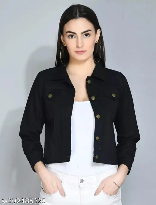 Denim women's trendy colors jacket L (bust 40in, length 21in, waist 38in), XL (bust 42in, length 21in, waist 40in) - vibrant and fashionable jacket from India