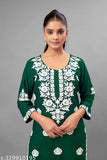 Rayon embroidered net kurta and pants set, three-quarter sleeves, festival special, India origin