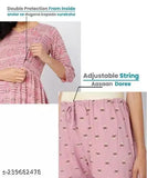 Rayon nightsuit set, printed net design, soft, breathable, comfortable pyjamas with invisible zip and double protection, India origin