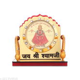 Golden plastic Khatu Shyam ji idol for car dashboard or temple decor, 10cm x 10cm x 10cm