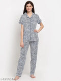 Printed rayon Boston Club nightsuit for women - comfortable cotton pyjamas