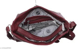 Maroon faux leather sling bag, free size, solid pattern, India-made accessory for women