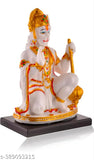 Marble Stone Hanuman statue, 6" x 9" x 4.5", Indian decorative idol for Pooja Mandir, offices, or festive events