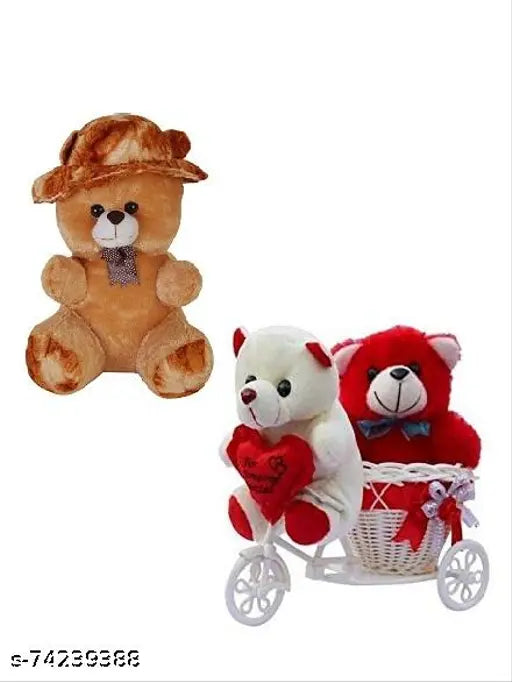Graceful stuffed toy gift bags: 3 pack Valentine's Day teddy bear for 2-4 years, featuring heart-shaped box & red cushion