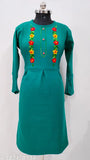 Woolen kurti Frock style, solid-colored three-quarter sleeve women's kurti from India