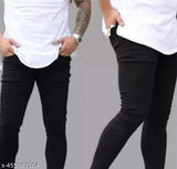 Black cotton blend college jeans - stylish plain, versatile fit for casual college wear