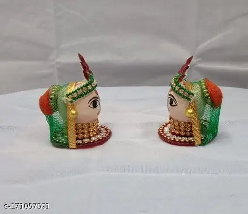 Wooden Riddhi Siddhi Ganesh Idols, multi-color handcrafted, for home temple worship & decor