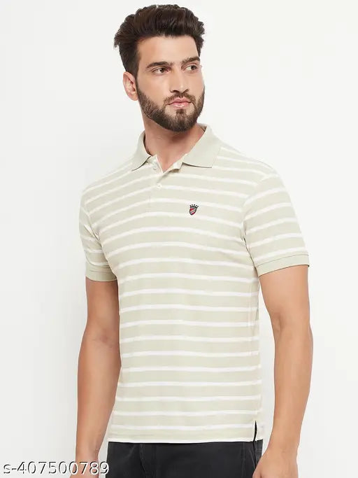 Striped cotton blend polo t-shirt, men's regular fit (Relane)