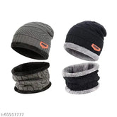 Colorful wool beanie hats, four pairs in onesize - perfect for Autumn-Winter, Made in India