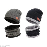 Colorful wool beanie hats, four pairs in onesize - perfect for Autumn-Winter, Made in India