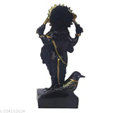 Marble dust Lord Shani dev idol, 20cm polyresin black handicraft showpiece for spiritual home decoration