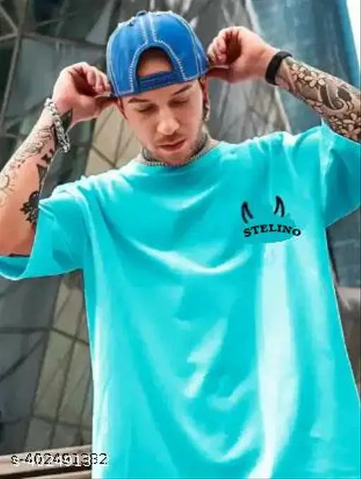 Multicolored three-quarter sleeve cotton T-shirt for men by MUUNKEY, printed net pattern