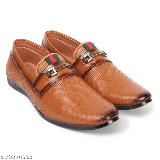 Textured net synthetic leather loafers for boys age 2 - 10 years, tan color, India origin