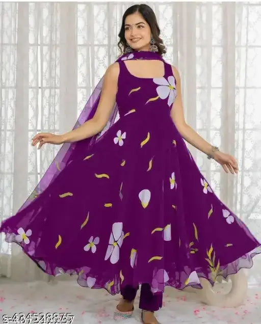 Hasus fancy gown, printed net crepe sleeveless dress, Indian evening wear, size S-XXL on hanger