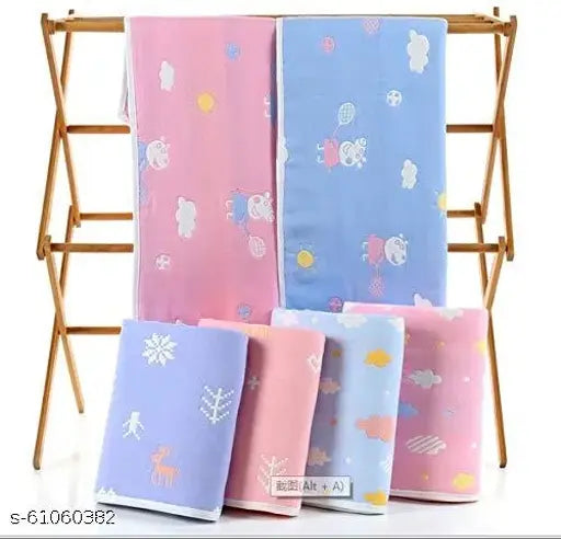 Soft, organic muslin fleece blanket for all seasons - colorful cartoon design, perfect for newborns to kids, machine washable (China)